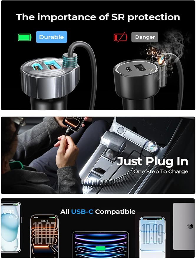LISEN 65W for iPhone 17 16 15 Pro Max Car Charger